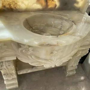 روشویی سنگی با قاب آینه